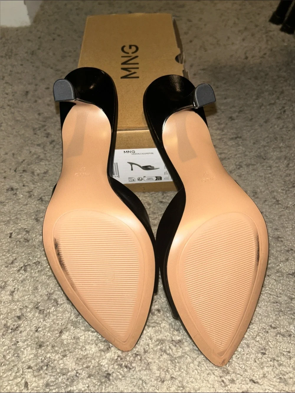 Mango Black Slip-On Stiletto Mules. Never worn